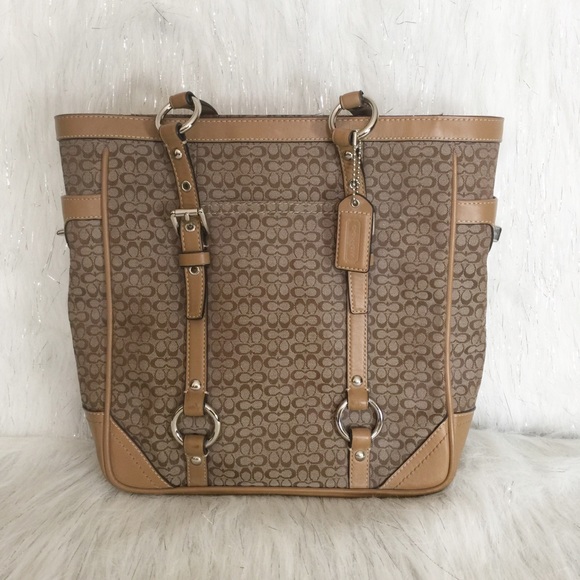Coach Handbags - Authentic coach mini signature tan leather handbag